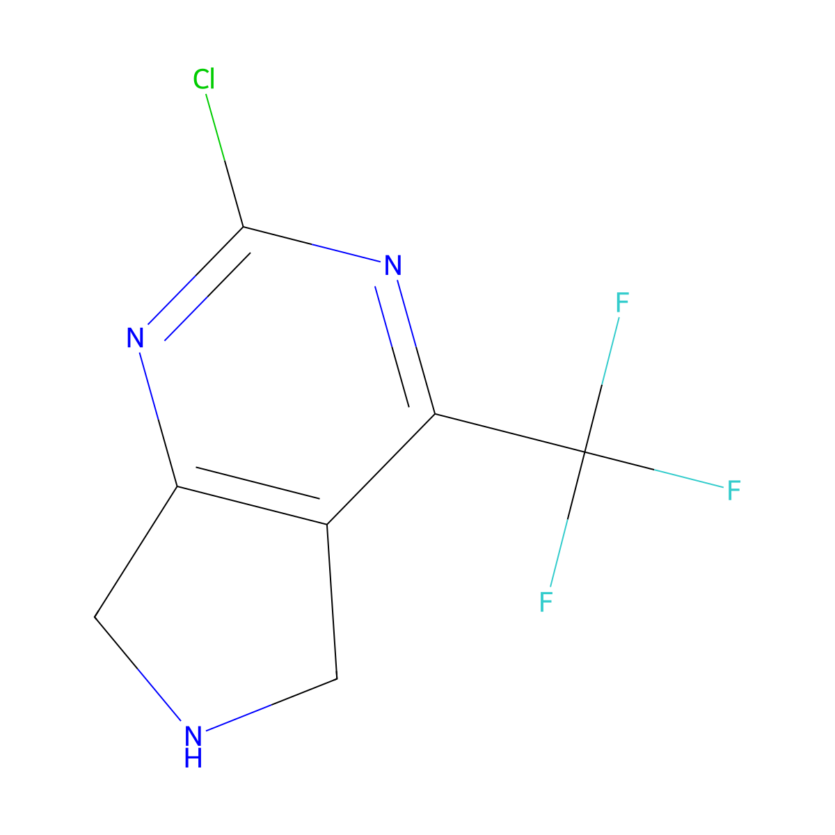 2-chloro-4-(trifluoromethyl)-5H,6H,7H-pyrrolo[3,4-d]pyrimidine molecular structure, CAS 1894274-64-6