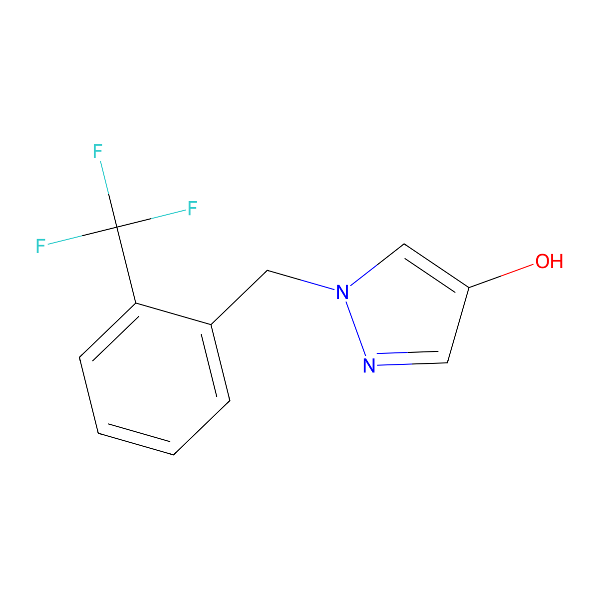 1-((2-(trifluoromethyl)phenyl)methyl)-1H-pyrazol-4-ol molecular structure, CAS 1894317-53-3