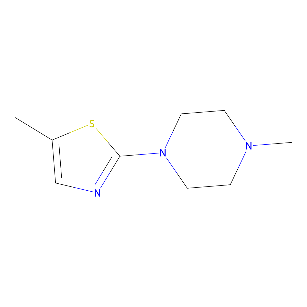 1-Methyl-4-(5-methyl-1,3-thiazol-2-yl)piperazine molecular structure, CAS 1894320-23-0