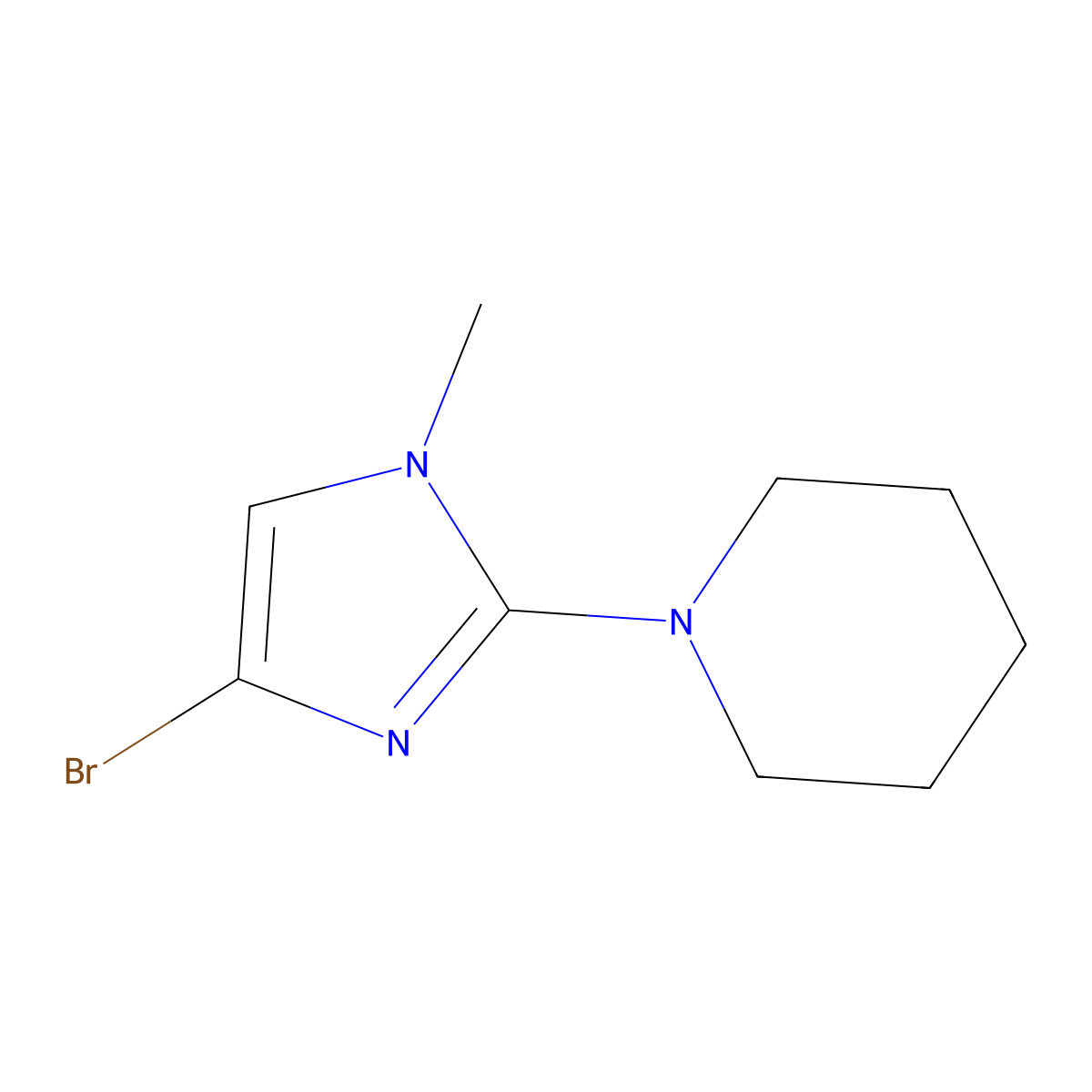 1-(4-bromo-1-methyl-1H-imidazol-2-yl)piperidine molecular structure, CAS 1894343-03-3