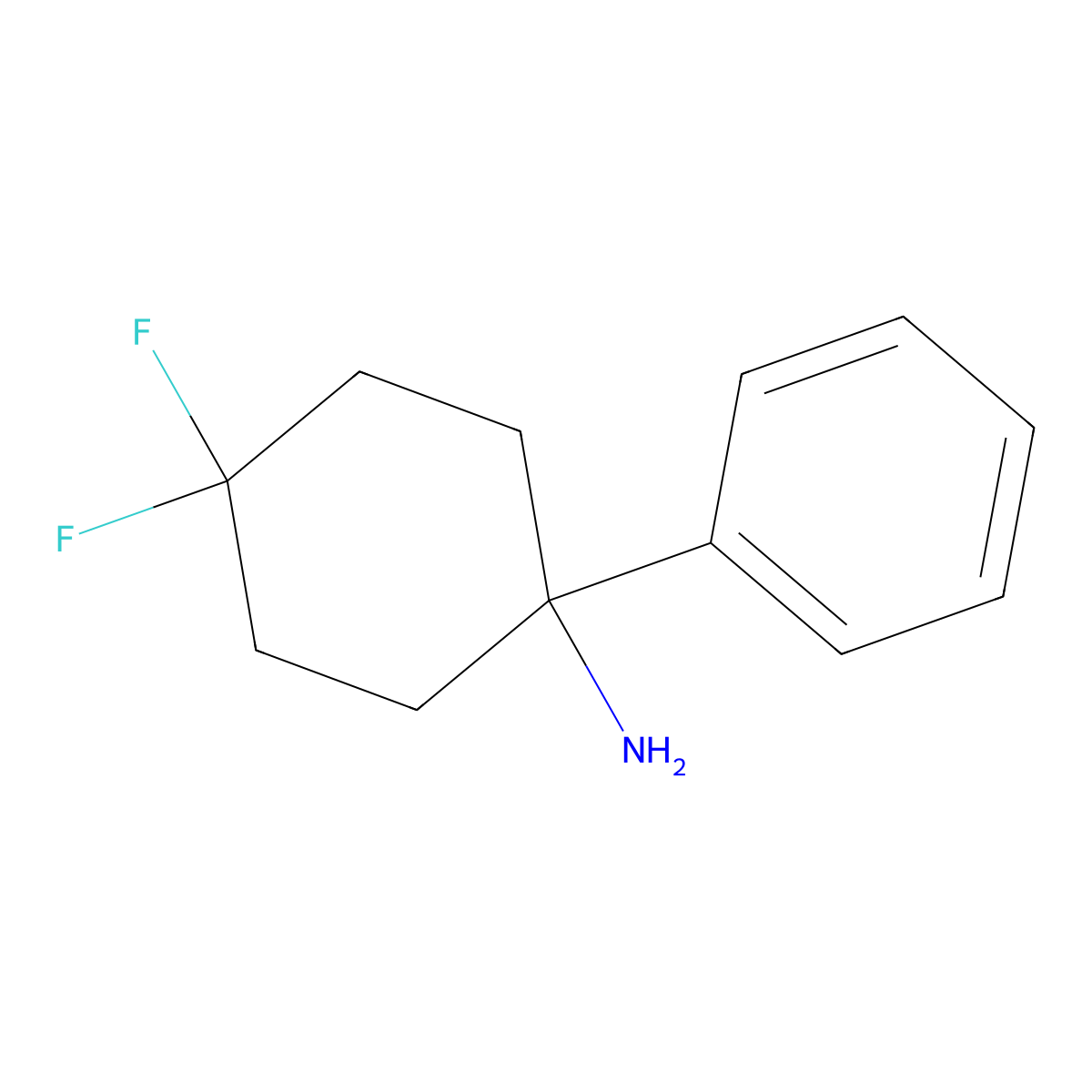 4,4-Difluoro-1-phenylcyclohexan-1-amine molecular structure, CAS 1894343-04-4
