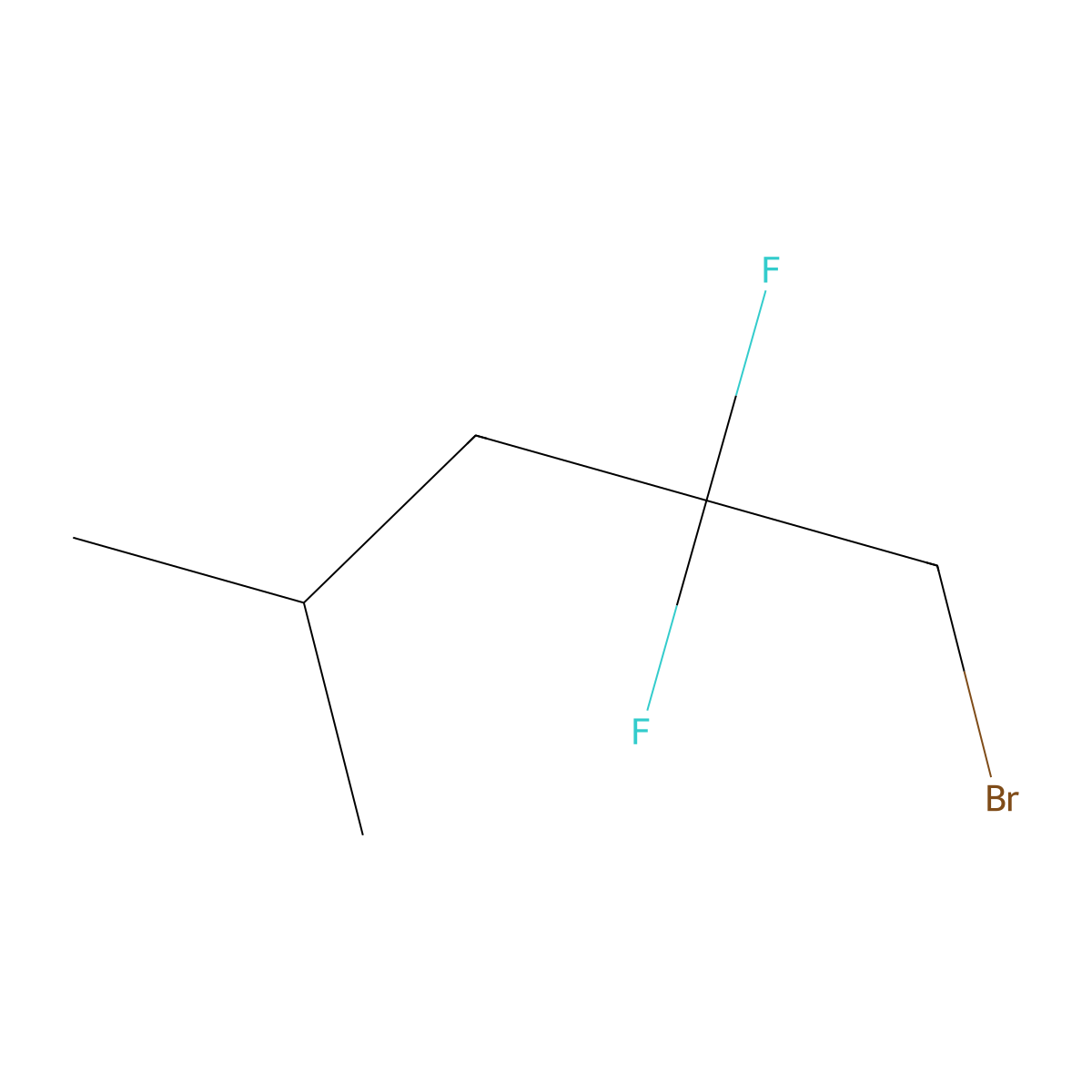 1-Bromo-2,2-difluoro-4-methylpentane molecular structure, CAS 1894344-57-0