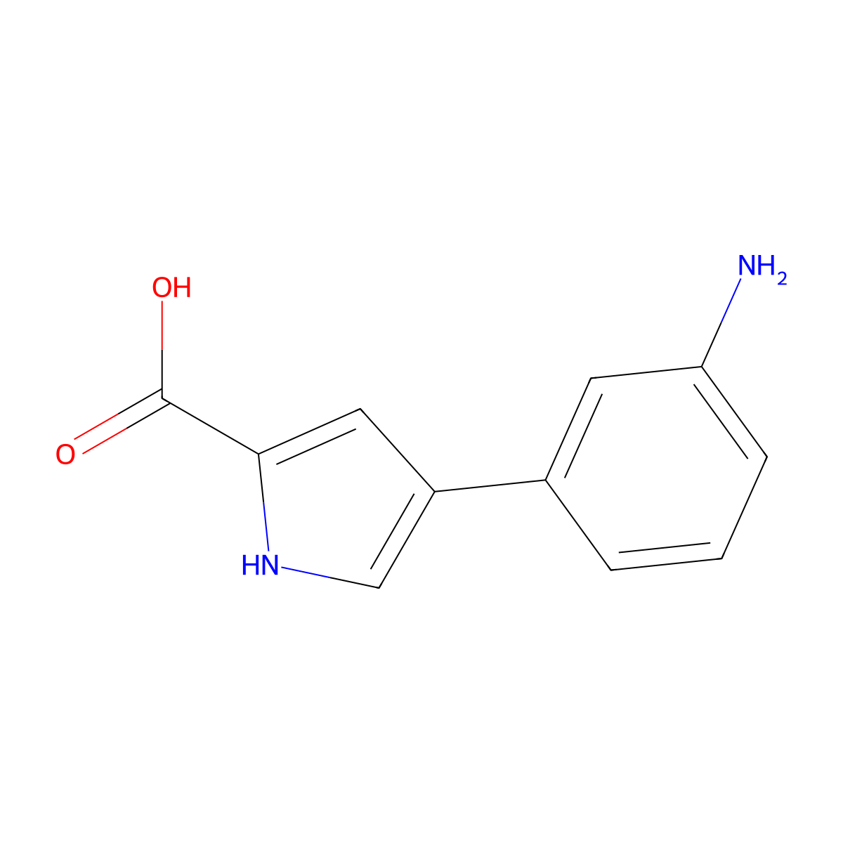 4-(3-aminophenyl)-1H-pyrrole-2-carboxylic acid molecular structure, CAS 1894395-75-5