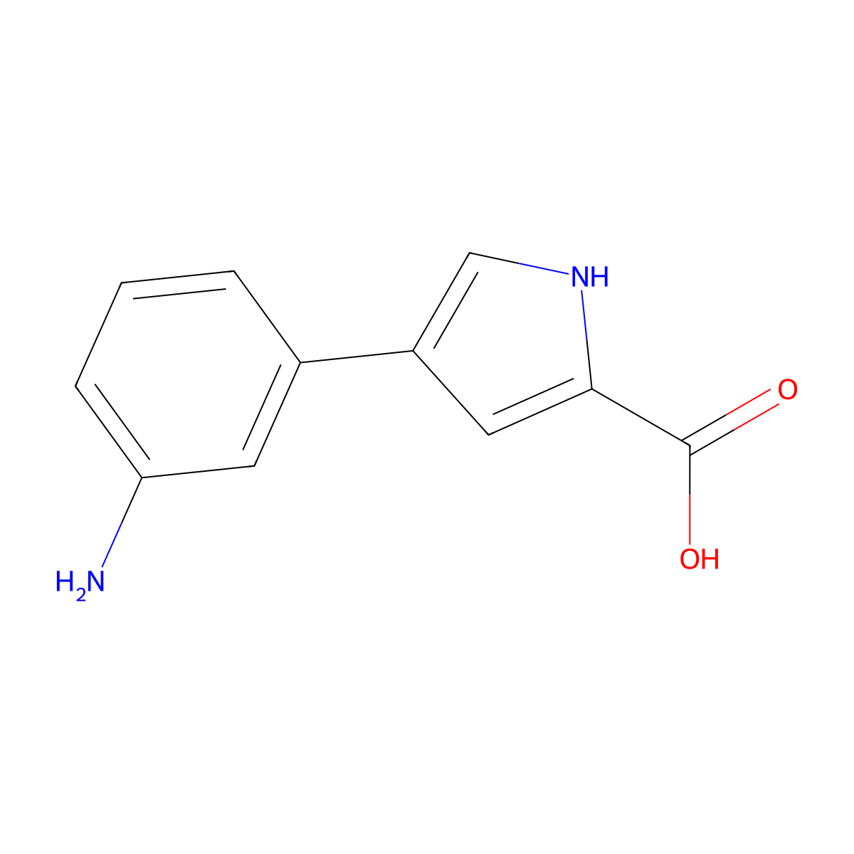 4-(3-aminophenyl)-1H-pyrrole-2-carboxylic acid molecular structure, CAS 1894395-75-5