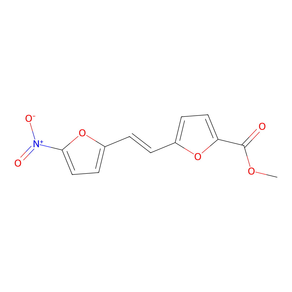 Methyl-5-(2-(5-nitro-2-furyl)vinyl)-2-furoate molecular structure, CAS 18944-14-4