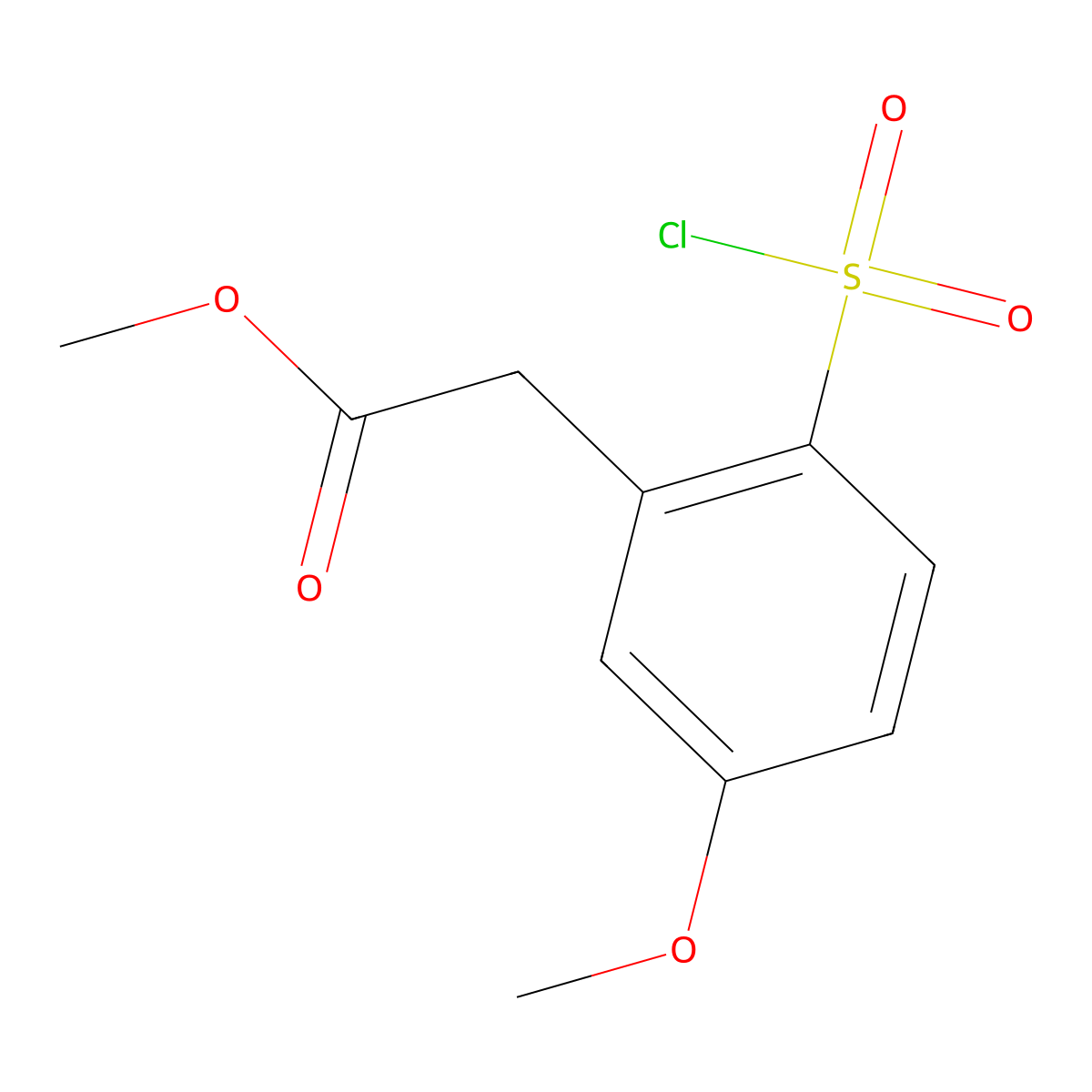 Methyl 2-[2-(chlorosulfonyl)-5-methoxyphenyl]acetate molecular structure, CAS 18944-99-5