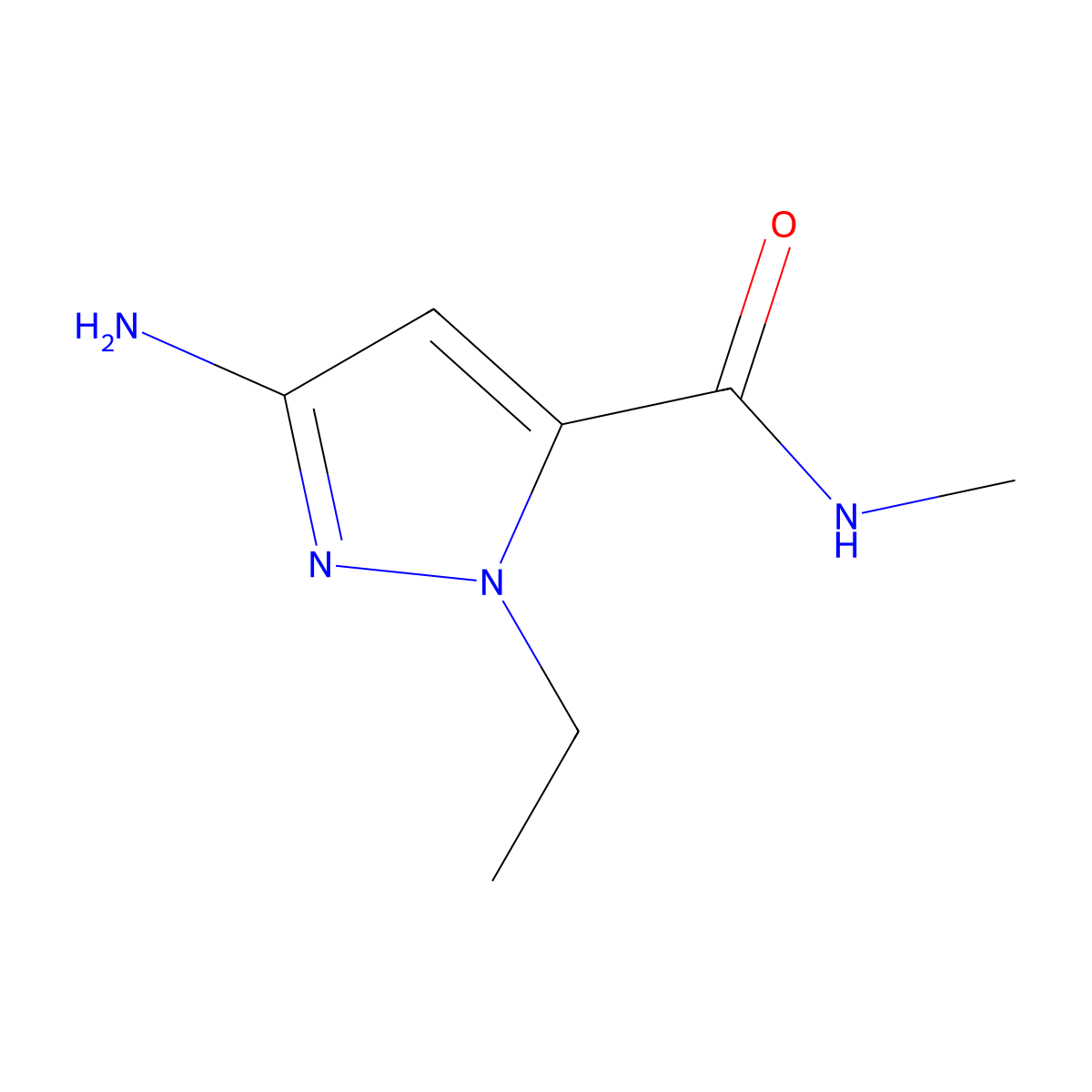 3-amino-1-ethyl-N-methyl-1H-pyrazole-5-carboxamide molecular structure, CAS 1894400-86-2