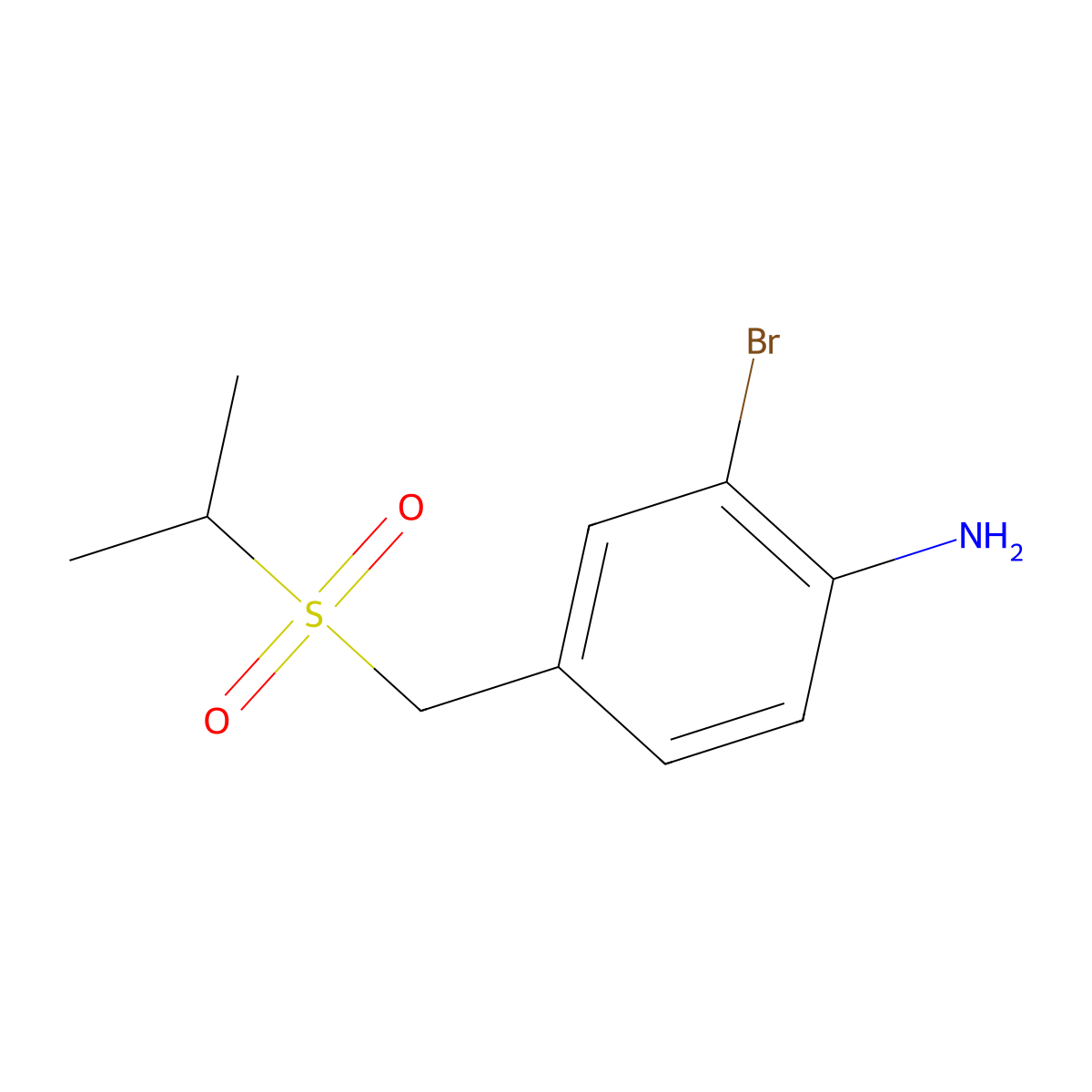 2-Bromo-4-[(propane-2-sulfonyl)methyl]aniline molecular structure, CAS 1894408-61-7