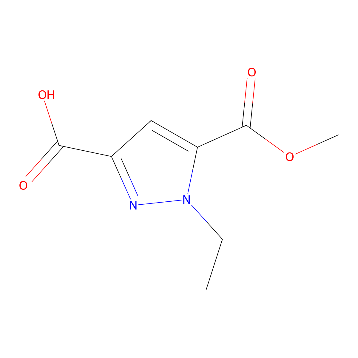 1-Ethyl-5-(methoxycarbonyl)-1H-pyrazole-3-carboxylic acid molecular structure, CAS 1894413-27-4