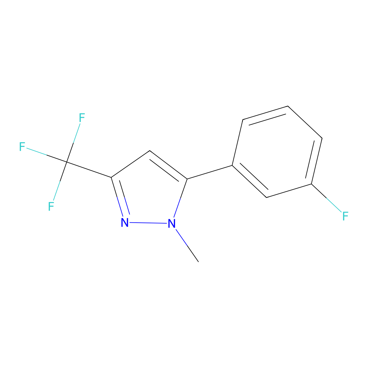5-(3-Fluorophenyl)-1-methyl-3-(trifluoromethyl)-1H-pyrazole molecular structure, CAS 1894419-30-7