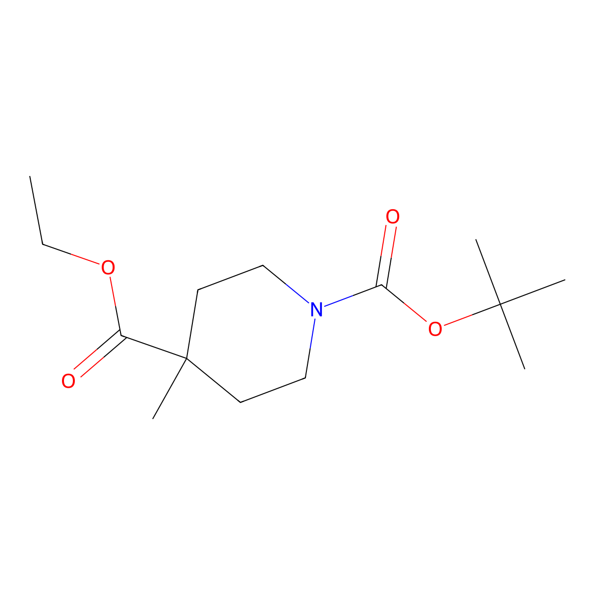 1-tert-Butyl 4-ethyl 4-methylpiperidine-1,4-dicarboxylate molecular structure, CAS 189442-87-3