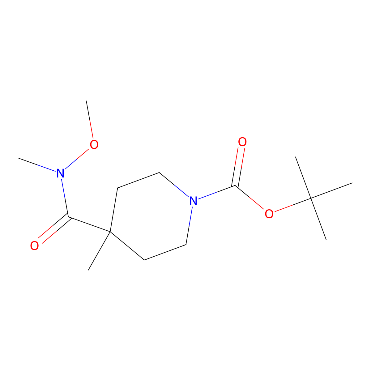 Tert-butyl 4-[methoxy(methyl)carbamoyl]-4-methylpiperidine-1-carboxylate molecular structure, CAS 189442-91-9
