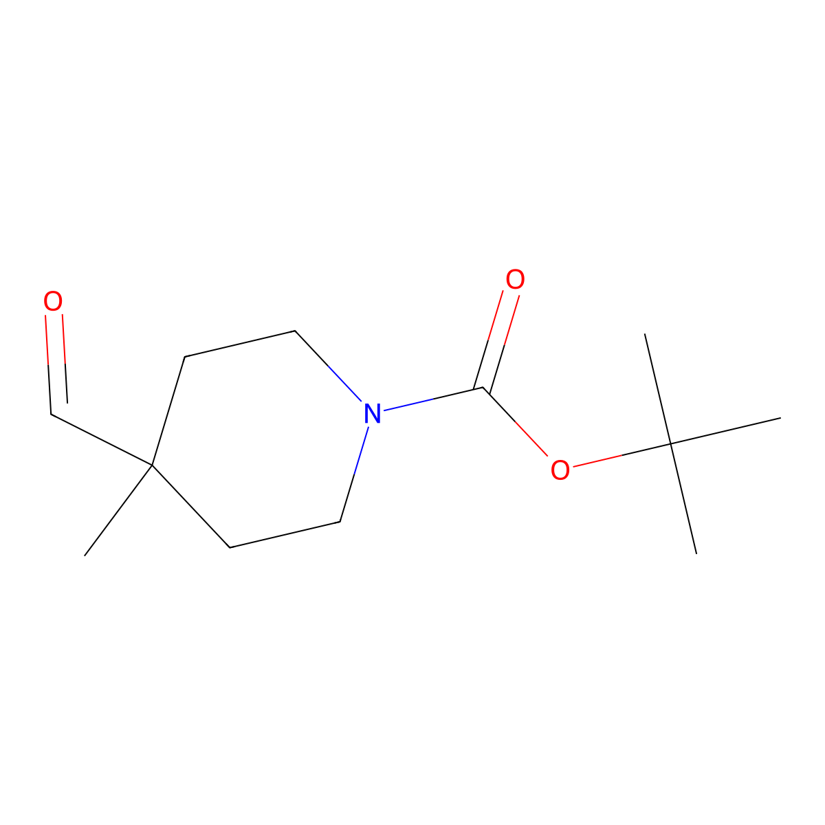 tert-Butyl 4-formyl-4-methylpiperidine-1-carboxylate molecular structure, CAS 189442-92-0