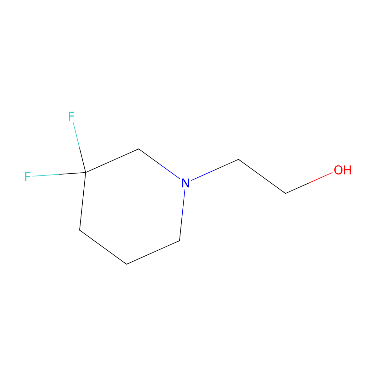 2-(3,3-Difluoropiperidin-1-yl)ethan-1-ol molecular structure, CAS 1894442-02-4
