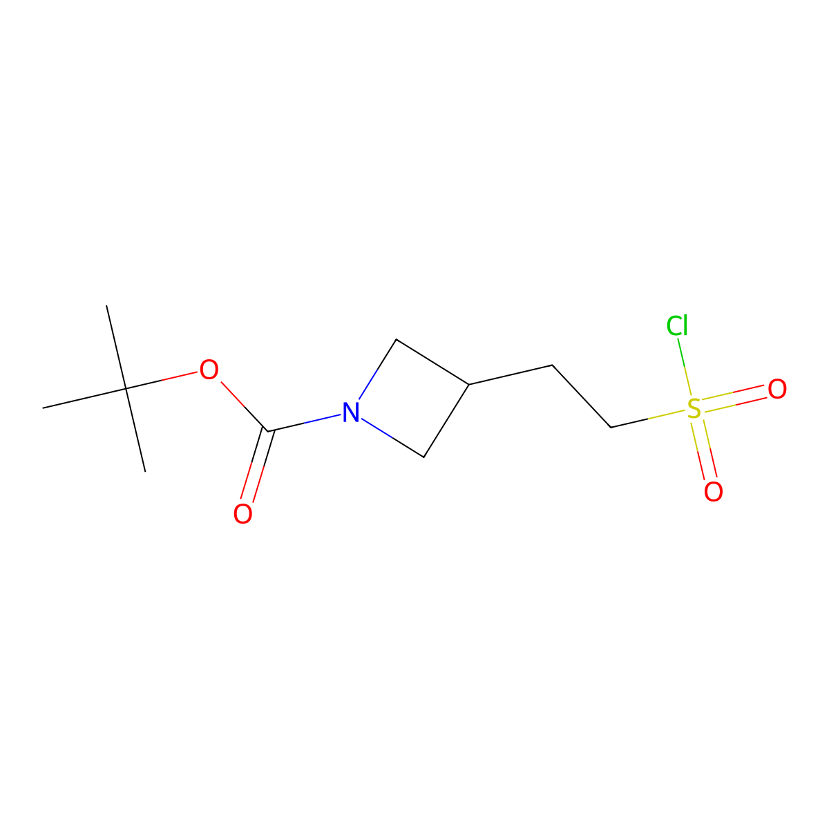 Tert-butyl 3-(2-(chlorosulfonyl)ethyl)azetidine-1-carboxylate molecular structure, CAS 1894460-02-6