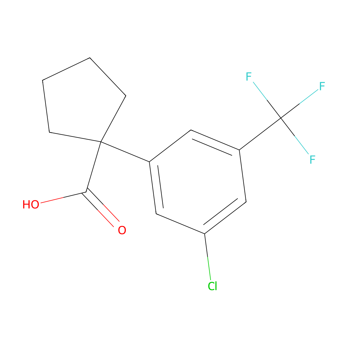 1-[3-Chloro-5-(trifluoromethyl)phenyl]cyclopentanecarboxylic Acid molecular structure, CAS 1894462-30-6