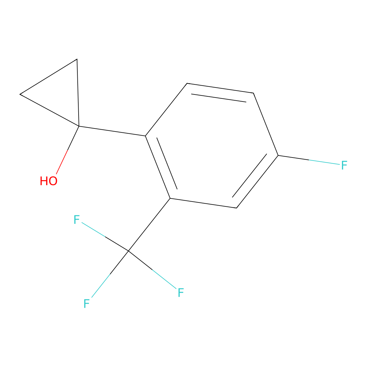 1-[4-Fluoro-2-(trifluoromethyl)phenyl]cyclopropan-1-ol molecular structure, CAS 1894464-73-3
