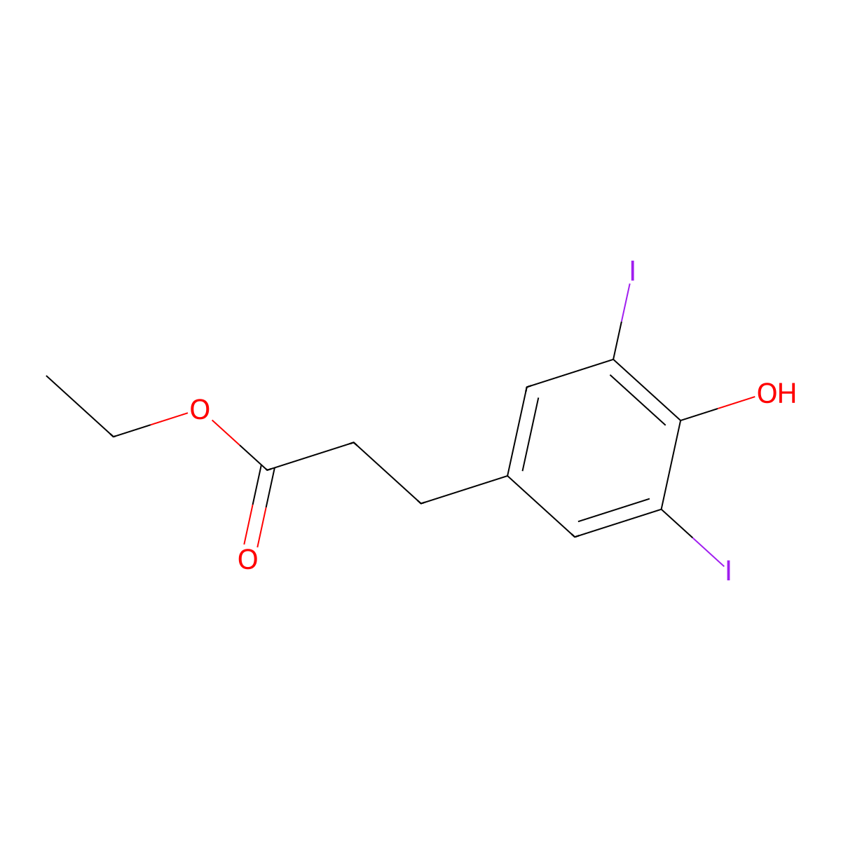 Ethyl 3-(4-hydroxy-3,5-diiodophenyl)propanoate molecular structure, CAS 189447-39-0