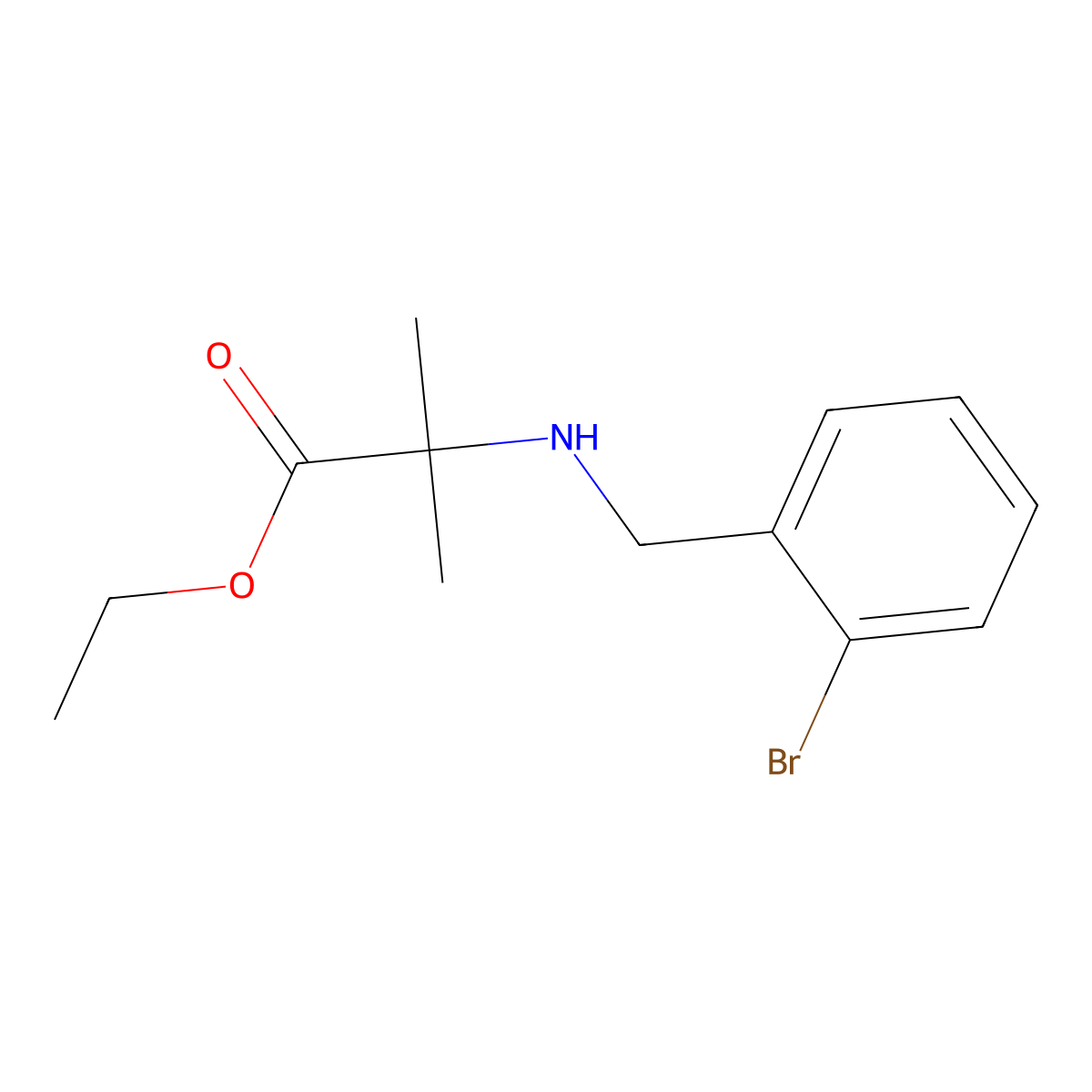 Ethyl 2-{[(2-bromophenyl)methyl]amino}-2-methylpropanoate molecular structure, CAS 1894499-57-0