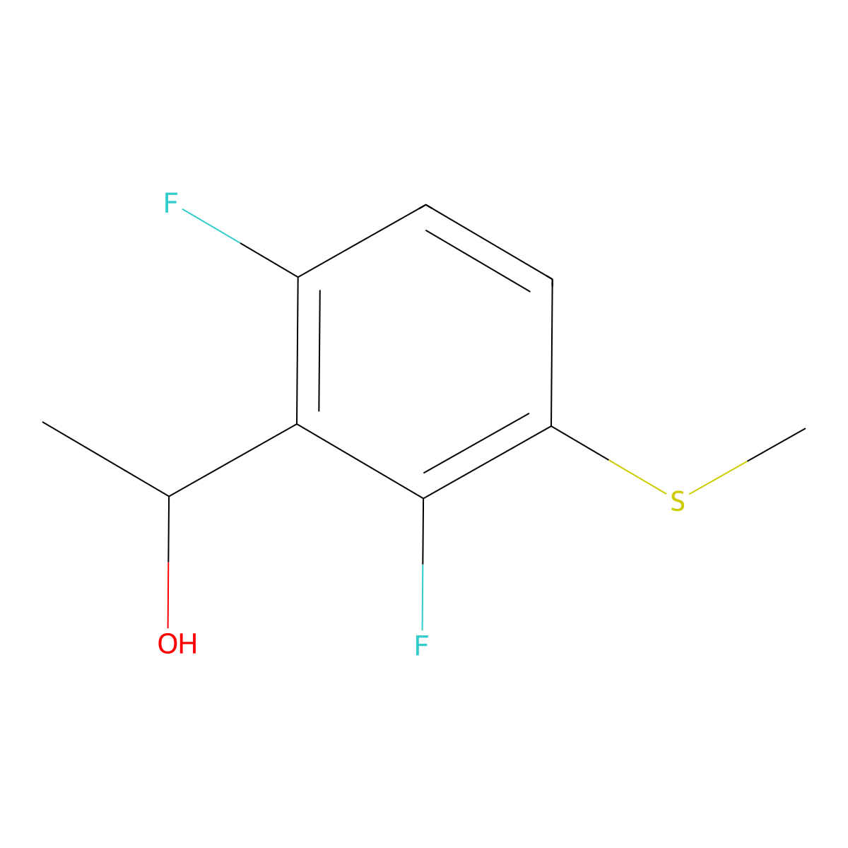 1-(2,6-Difluoro-3-(methylthio)phenyl)ethanol molecular structure, CAS 1894501-92-8
