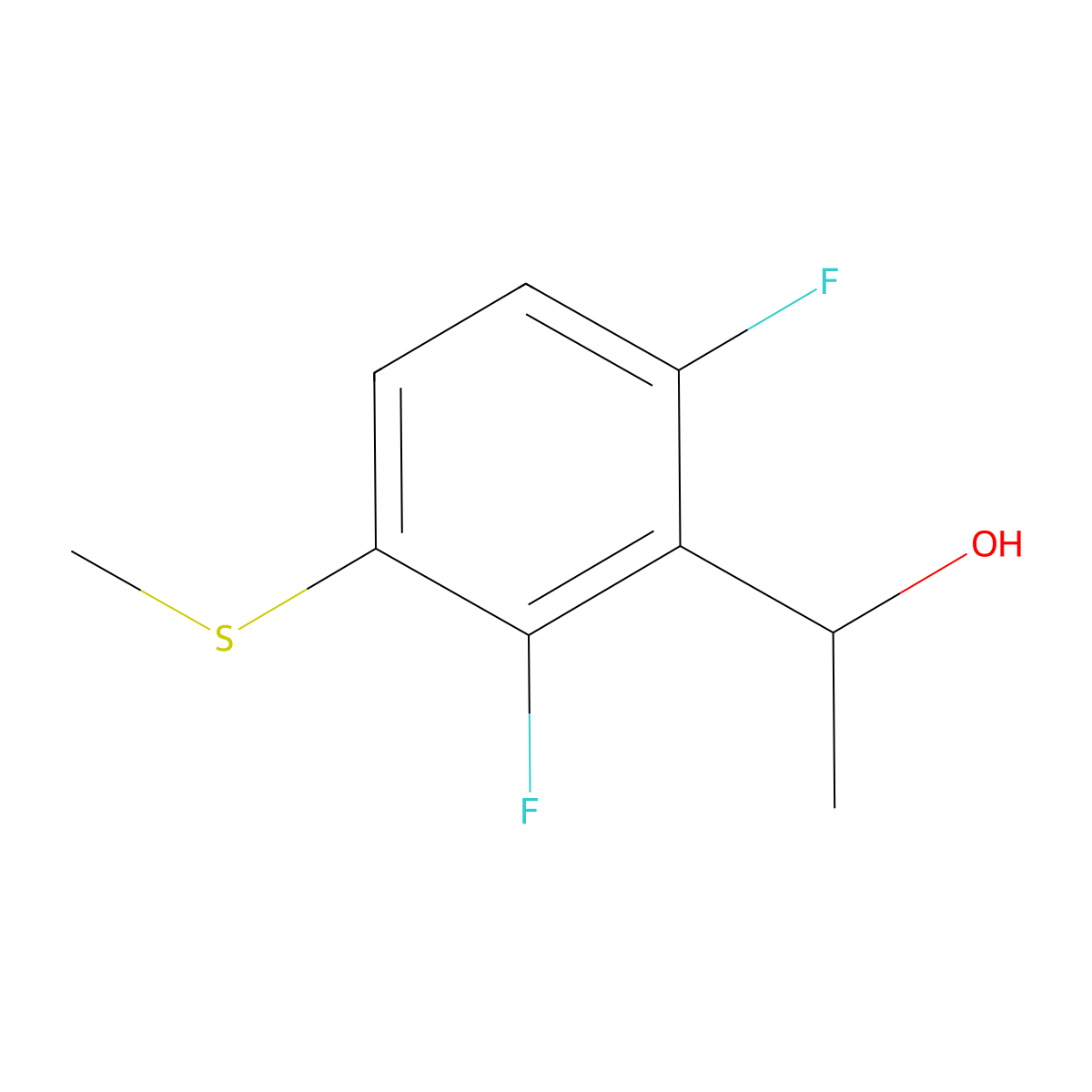 1-(2,6-Difluoro-3-(methylthio)phenyl)ethanol molecular structure, CAS 1894501-92-8