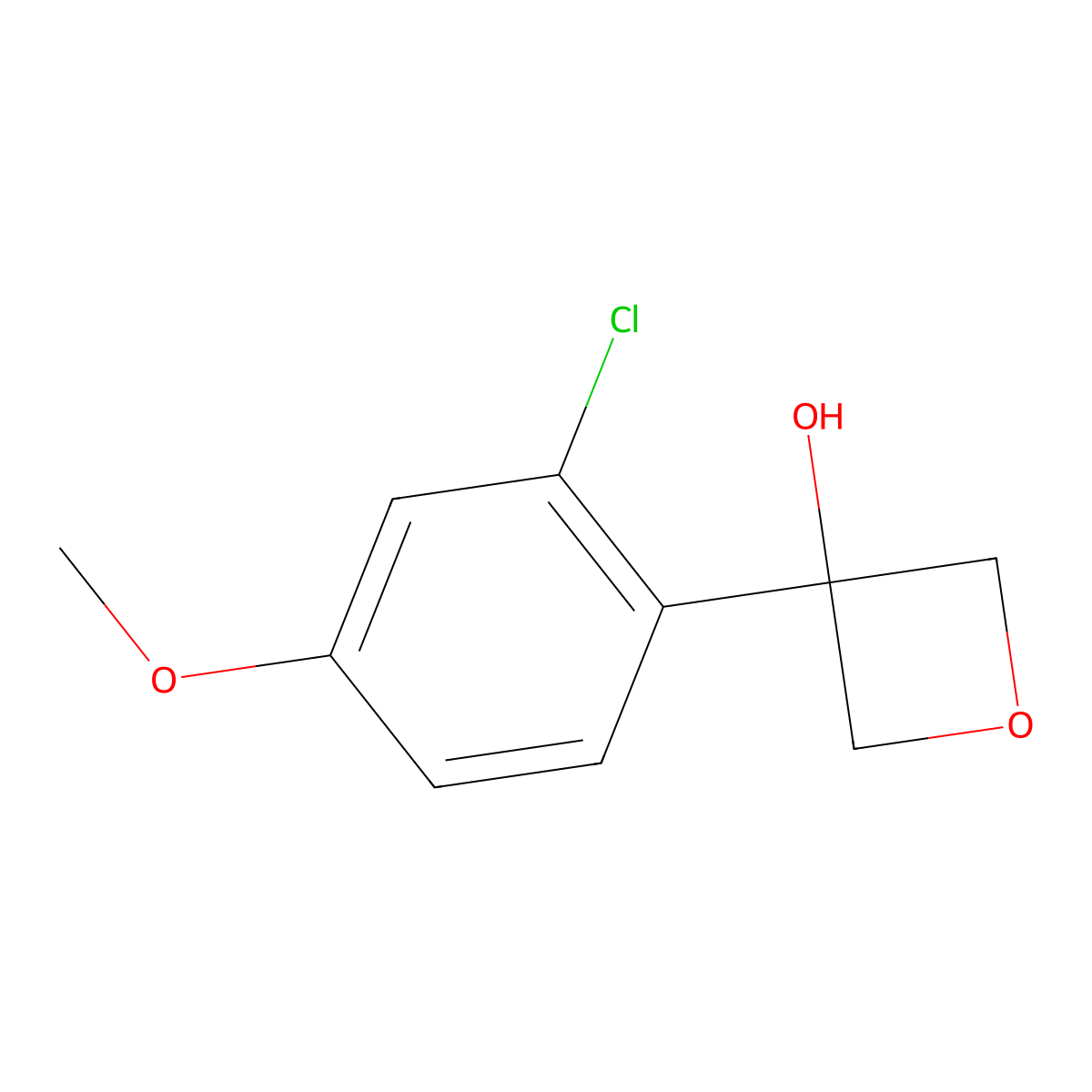 3-(2-Chloro-4-methoxyphenyl)-3-oxetanol molecular structure, CAS 1894507-14-2