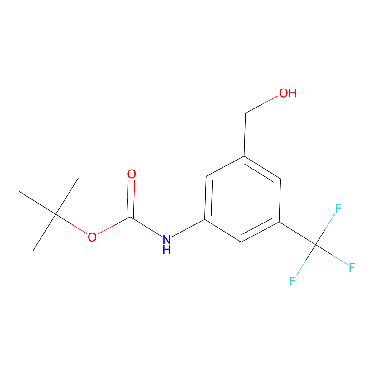 tert-butyl N-[3-(hydroxymethyl)-5-(trifluoromethyl)phenyl]carbamate molecular structure, CAS 1894545-88-0