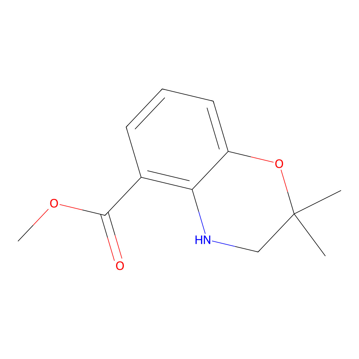 methyl 2,2-dimethyl-3,4-dihydro-2H-1,4-benzoxazine-5-carboxylate molecular structure, CAS 1894562-56-1
