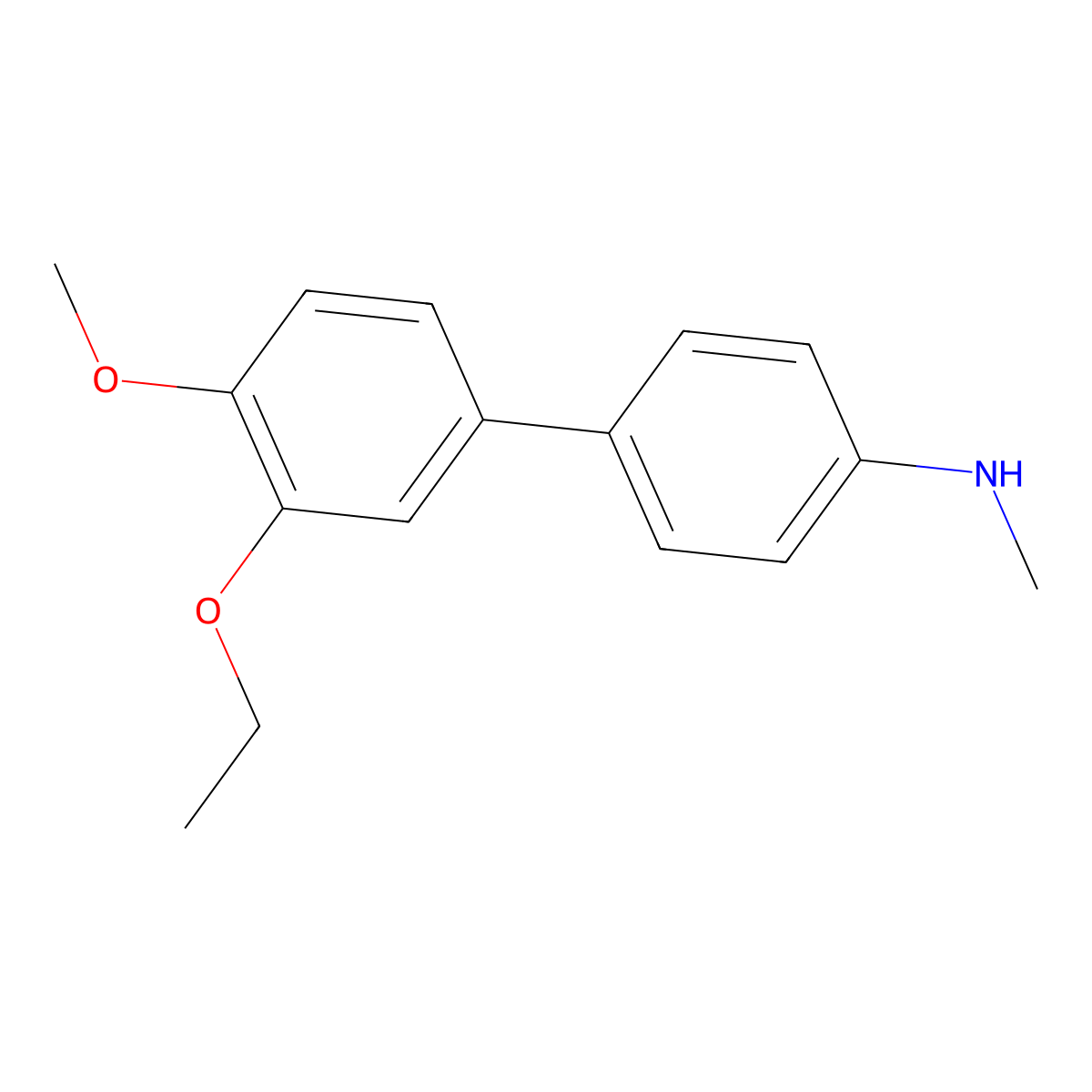 3'-Ethoxy-4'-methoxy-N-methyl[1,1'-biphenyl]-4-amine molecular structure, CAS 1894570-00-3
