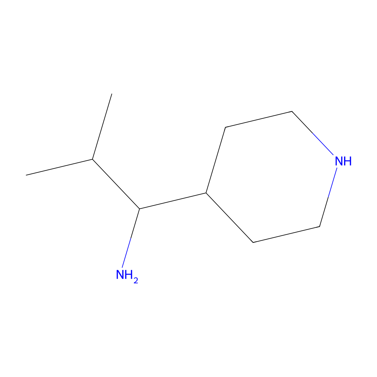 2-Methyl-1-(piperidin-4-yl)propan-1-amine molecular structure, CAS 1894584-39-4