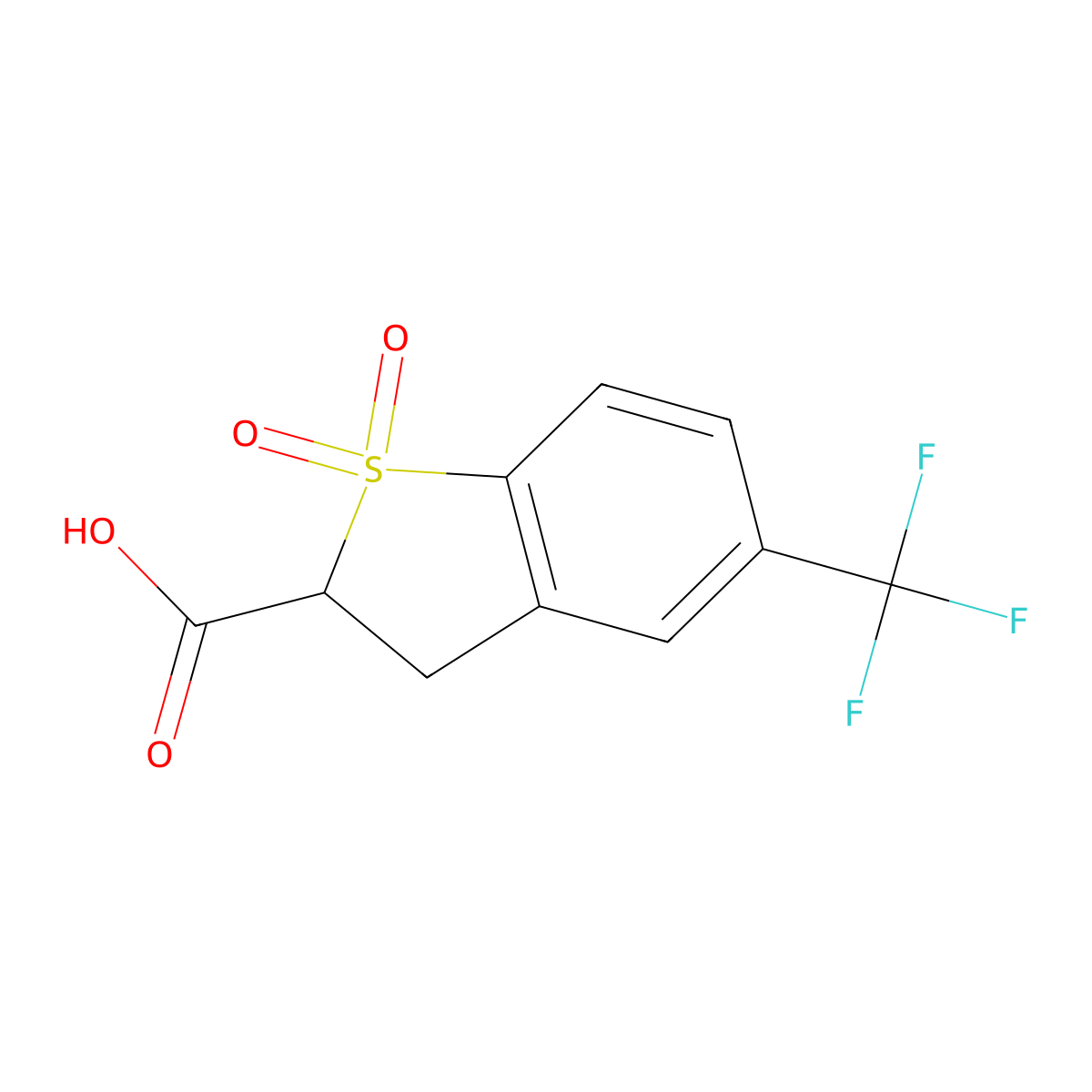 1,1-Dioxo-5-(trifluoromethyl)-2,3-dihydro-1lambda6-benzothiophene-2-carboxylic acid molecular structure, CAS 1894601-57-0