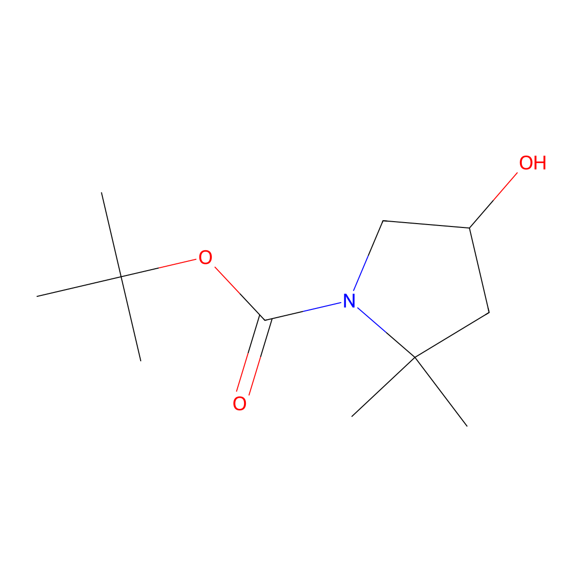 Tert-butyl 4-hydroxy-2,2-dimethylpyrrolidine-1-carboxylate molecular structure, CAS 1894637-31-0