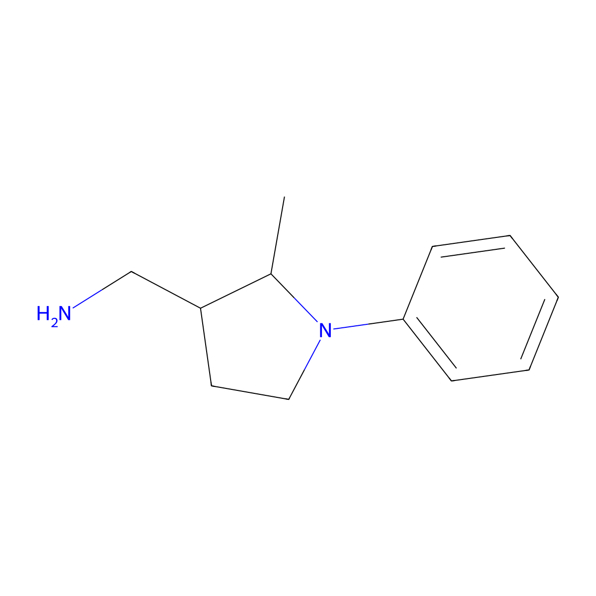 1-(2-Methyl-1-phenylpyrrolidin-3-yl)methanamine molecular structure, CAS 1894656-75-7