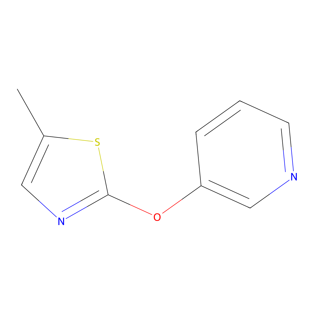 3-[(5-Methyl-1,3-thiazol-2-yl)oxy]pyridine molecular structure, CAS 1894673-60-9