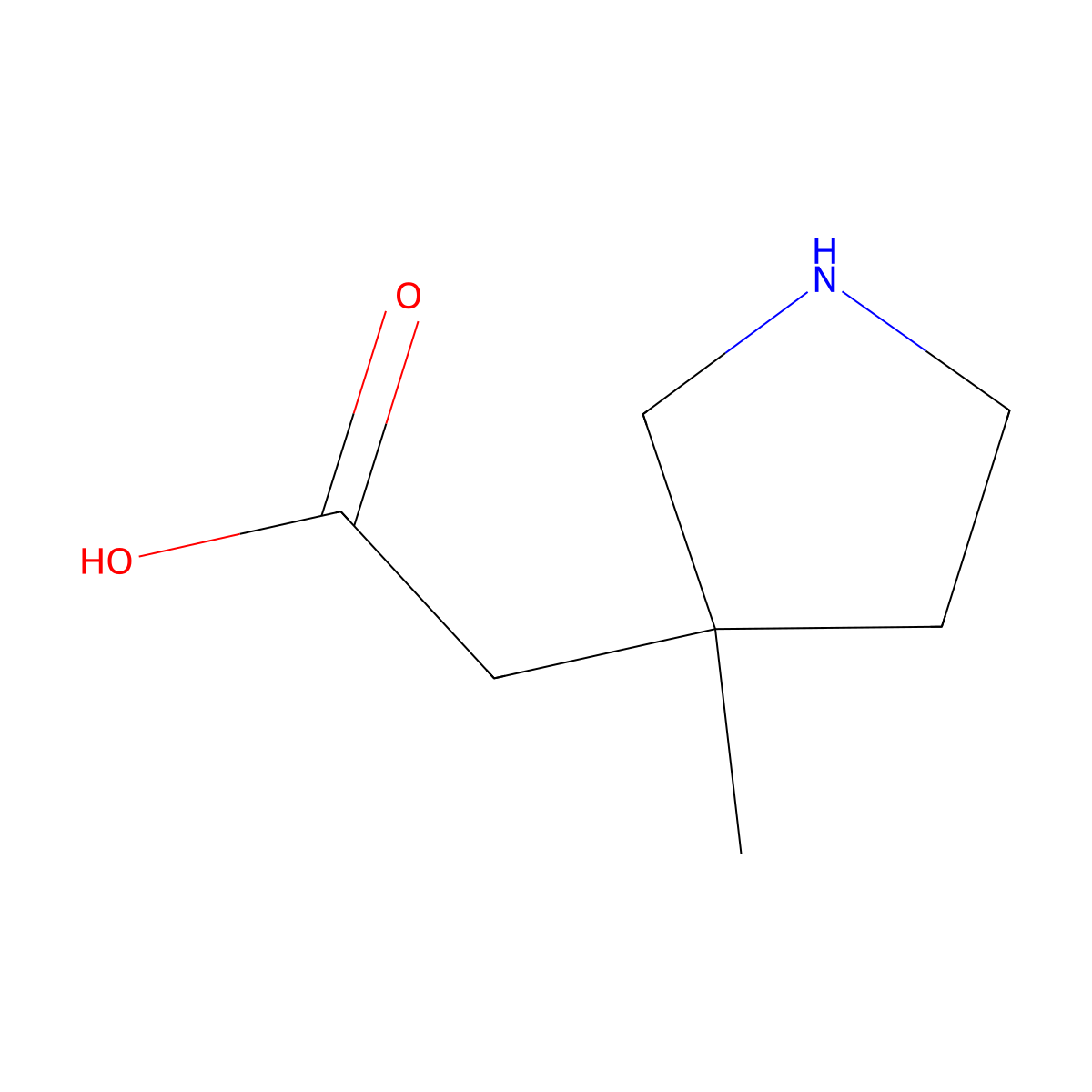 2-(3-Methylpyrrolidin-3-yl)acetic acid molecular structure, CAS 1894693-60-7