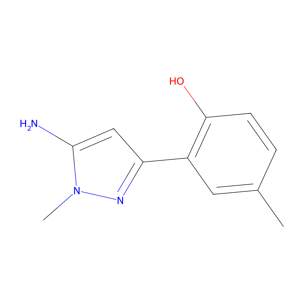 2-(5-amino-1-methyl-1H-pyrazol-3-yl)-4-methylphenol molecular structure, CAS 1894744-95-6