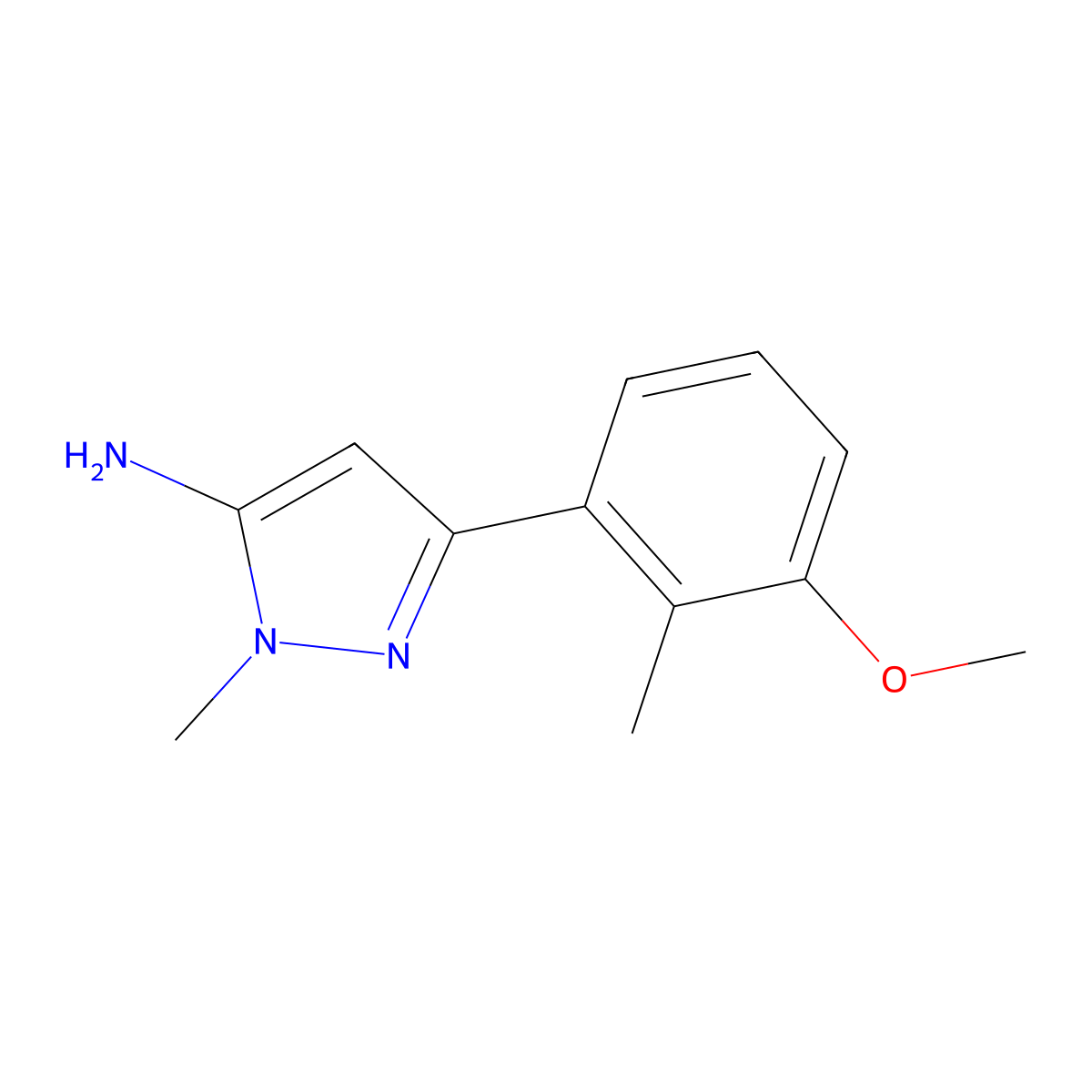 3-(3-methoxy-2-methylphenyl)-1-methyl-1H-pyrazol-5-amine molecular structure, CAS 1894748-41-4