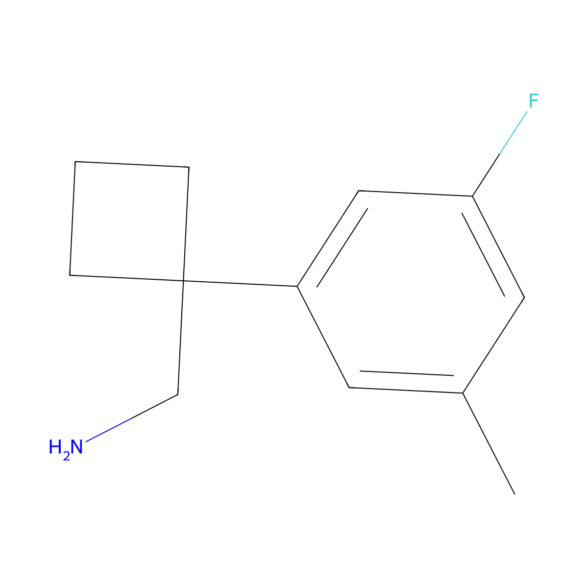 1-(3-Fluoro-5-methylphenyl)cyclobutanemethanamine molecular structure, CAS 1894753-68-4