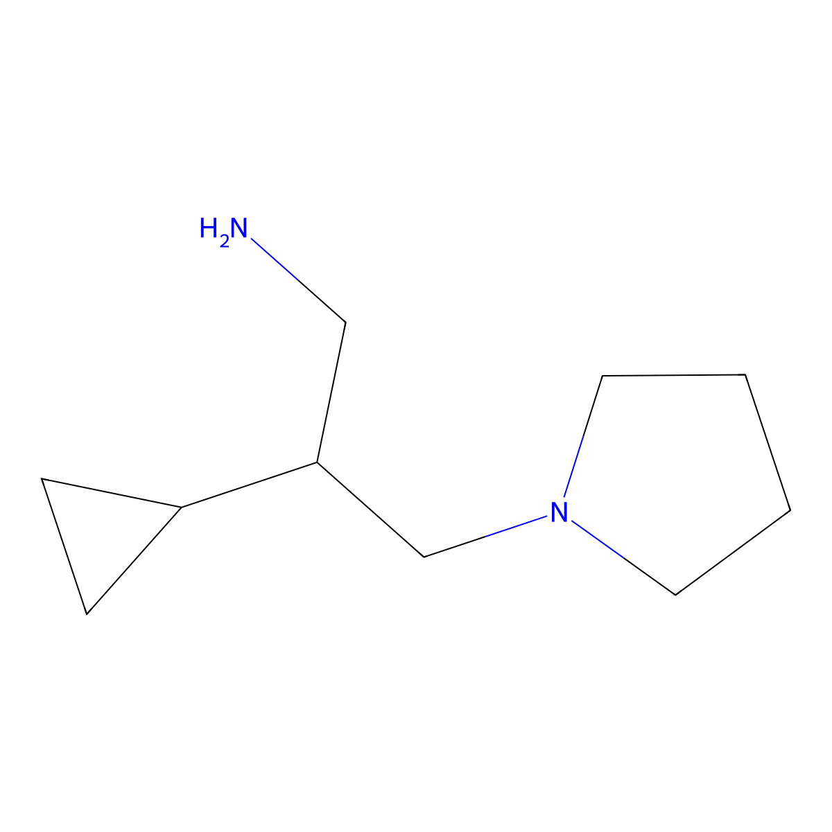 2-Cyclopropyl-3-(pyrrolidin-1-yl)propan-1-amine molecular structure, CAS 1894757-22-2