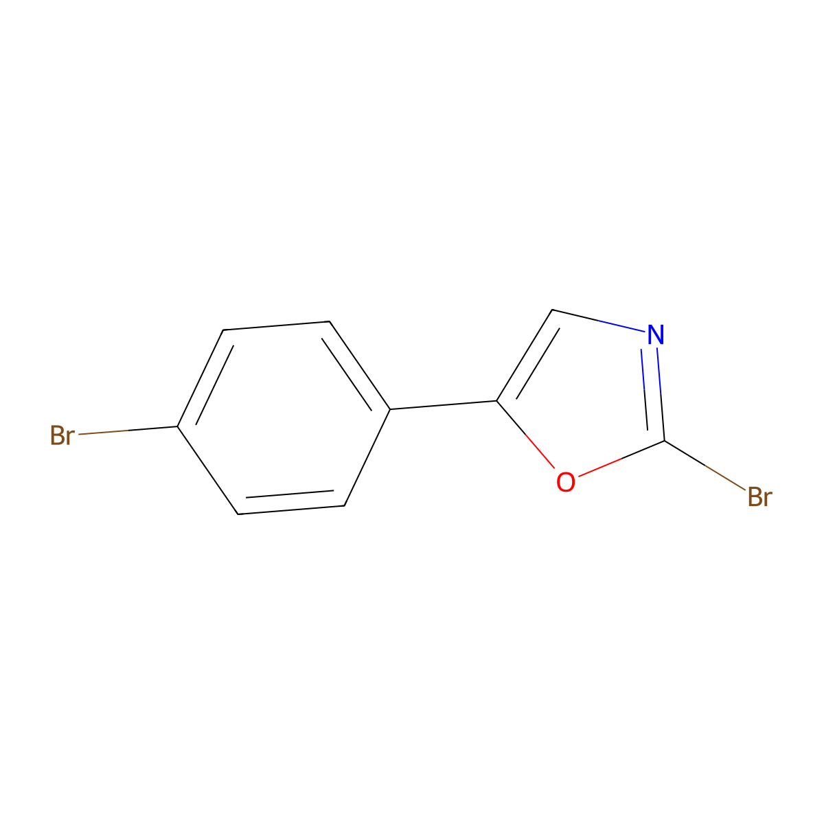 2-Bromo-5-(4-bromophenyl)-1,3-oxazole molecular structure, CAS 1894758-56-5