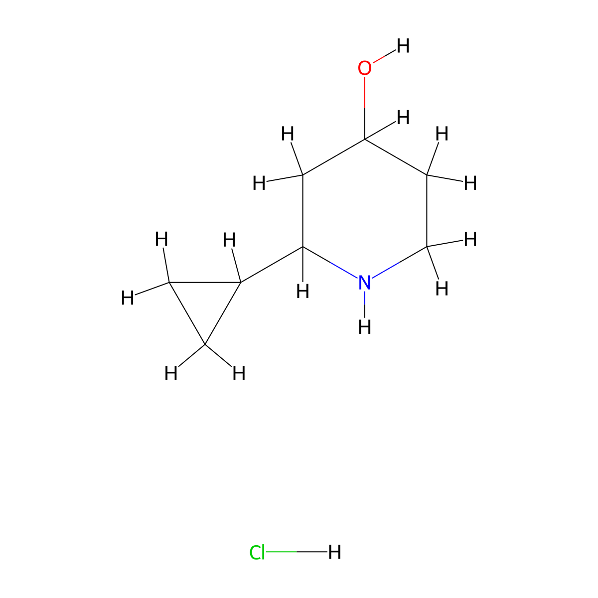 2-Cyclopropylpiperidin-4-ol hydrochloride molecular structure, CAS 1894761-10-4