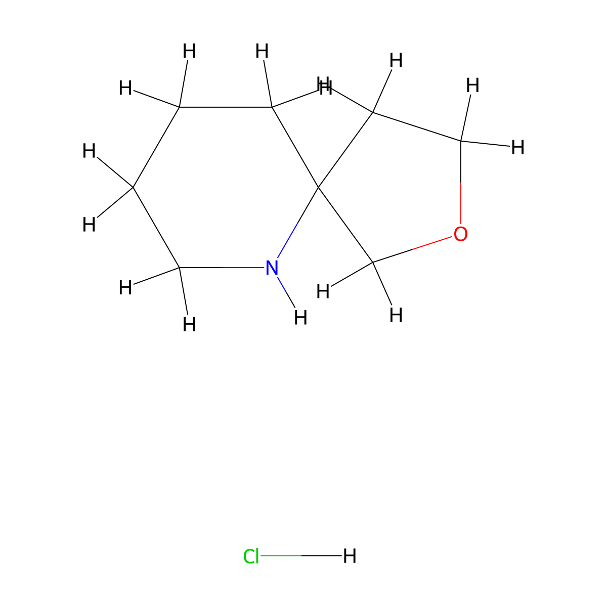 2-Oxa-6-azaspiro(4.5)decane hydrochloride molecular structure, CAS 1894761-20-6