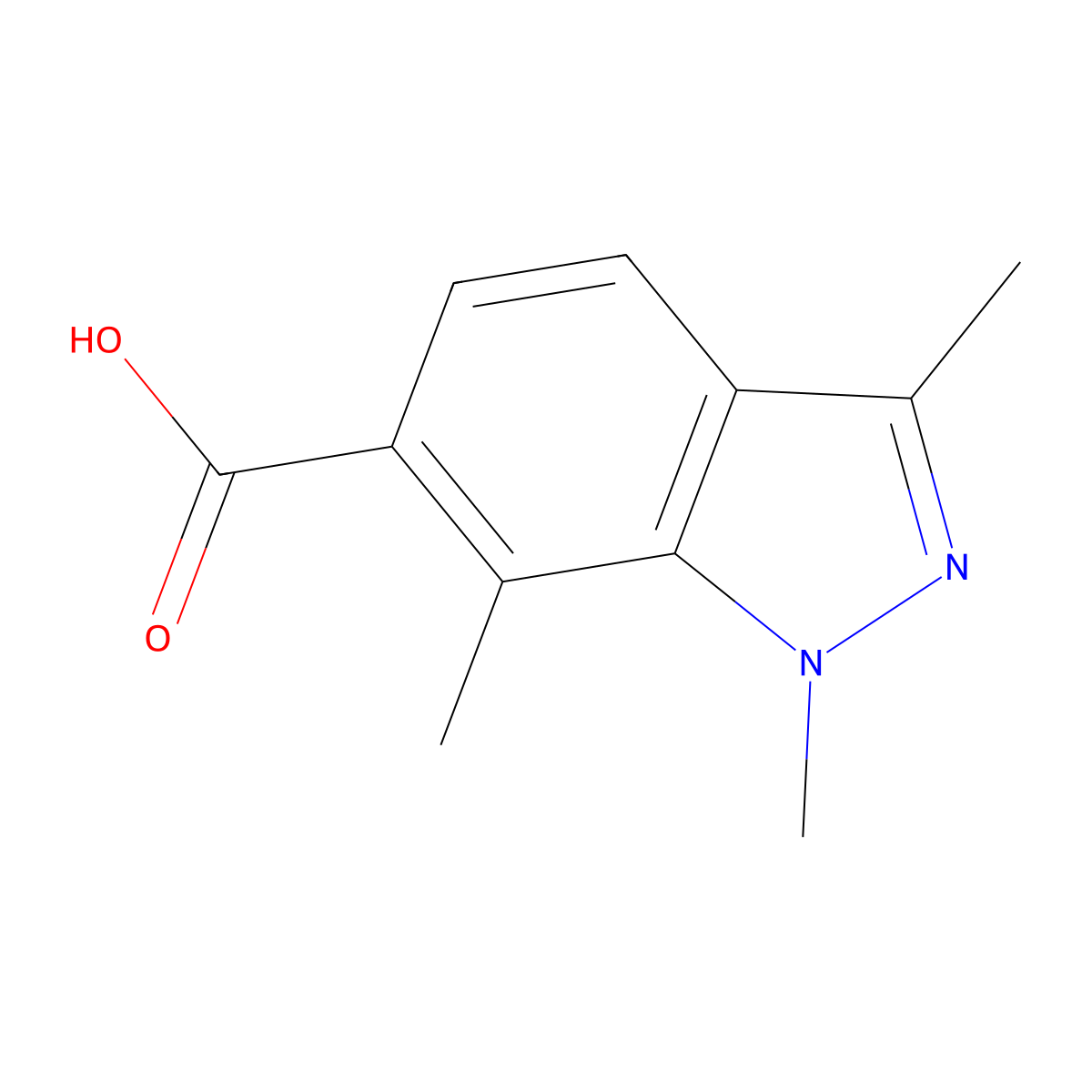 1,3,7-Trimethylindazole-6-carboxylic acid molecular structure, CAS 1894789-67-3