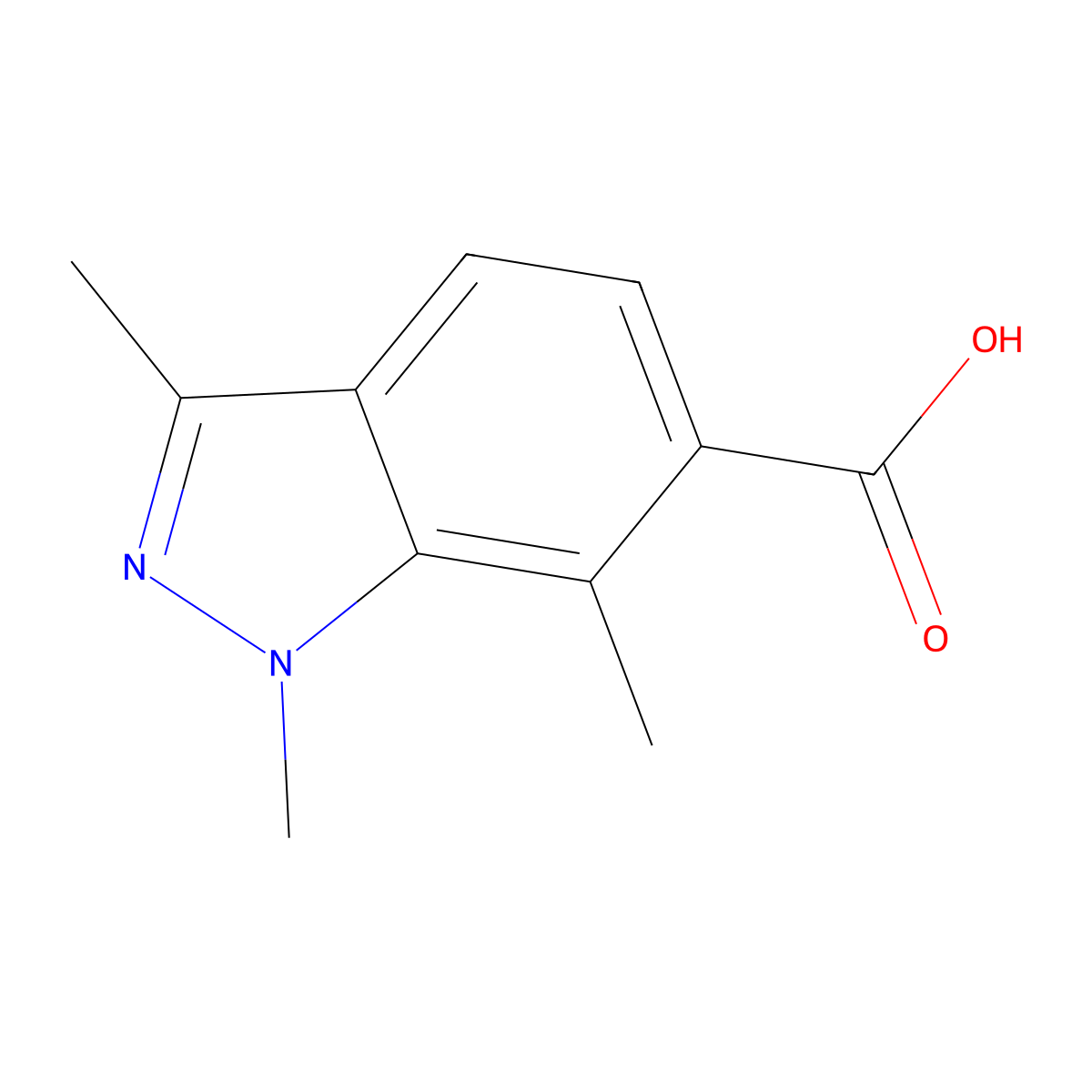 1,3,7-Trimethylindazole-6-carboxylic acid molecular structure, CAS 1894789-67-3