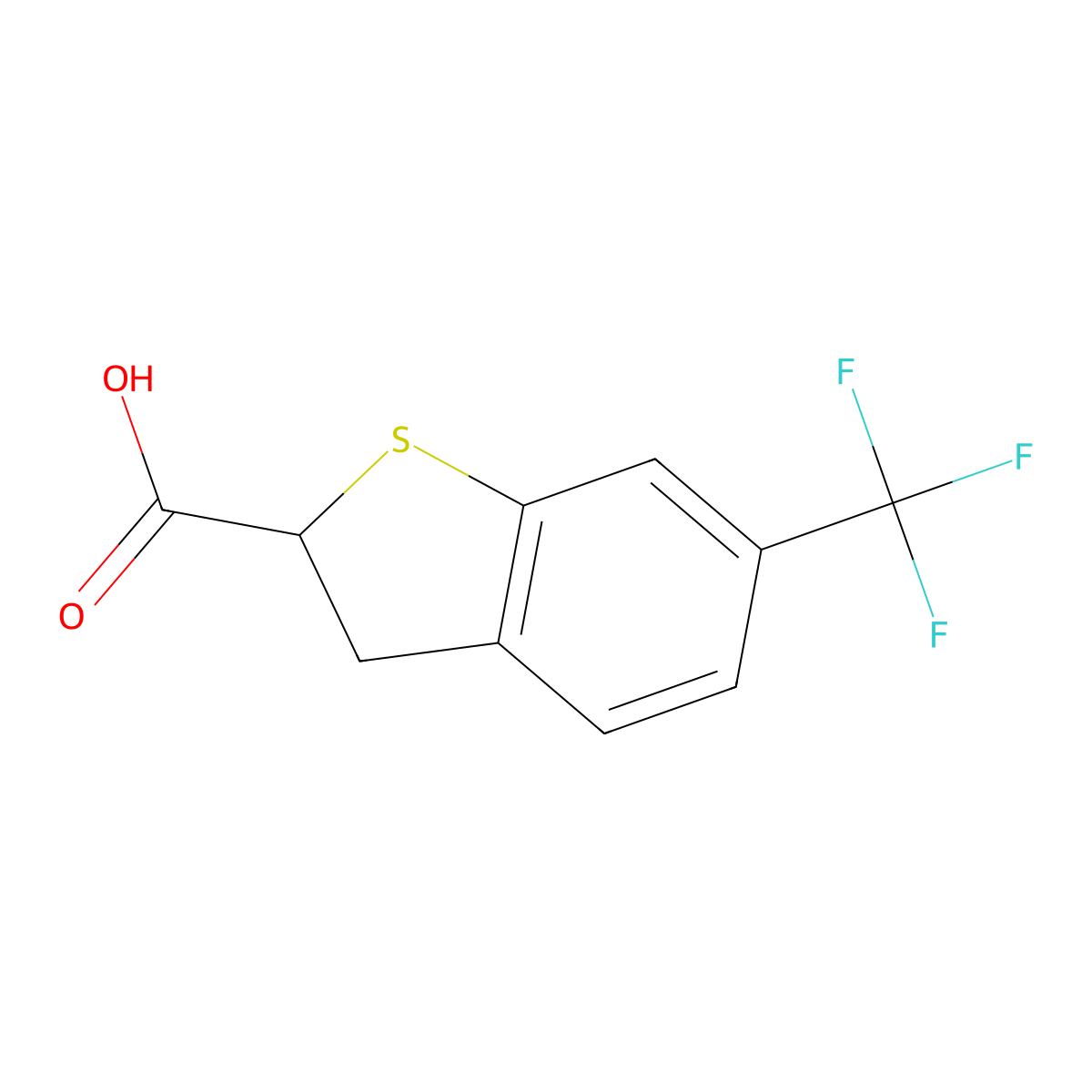6-(Trifluoromethyl)-2,3-dihydro-1-benzothiophene-2-carboxylic acid molecular structure, CAS 1894820-64-4