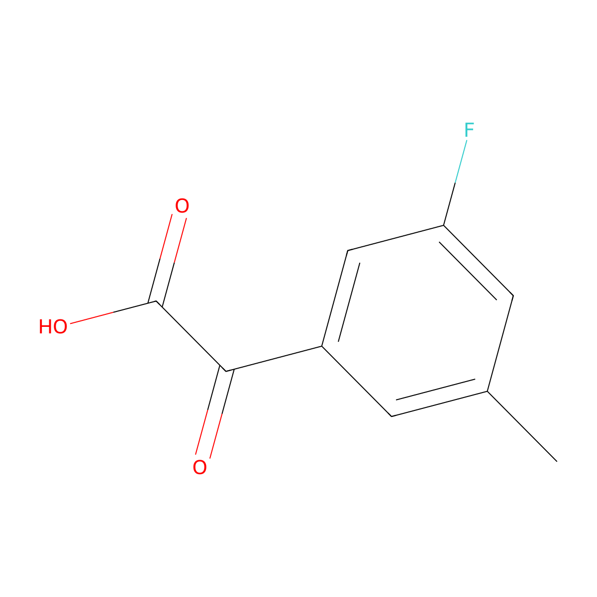 2-(3-Fluoro-5-methylphenyl)-2-oxoacetic acid molecular structure, CAS 1894823-60-9