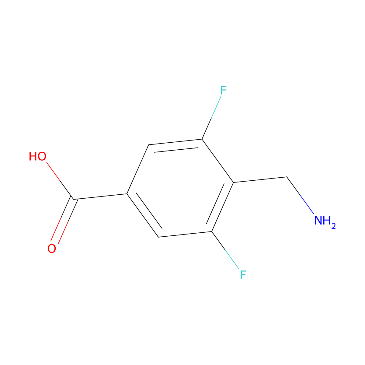 4-(Aminomethyl)-3,5-difluorobenzoic acid molecular structure, CAS 1894830-09-1