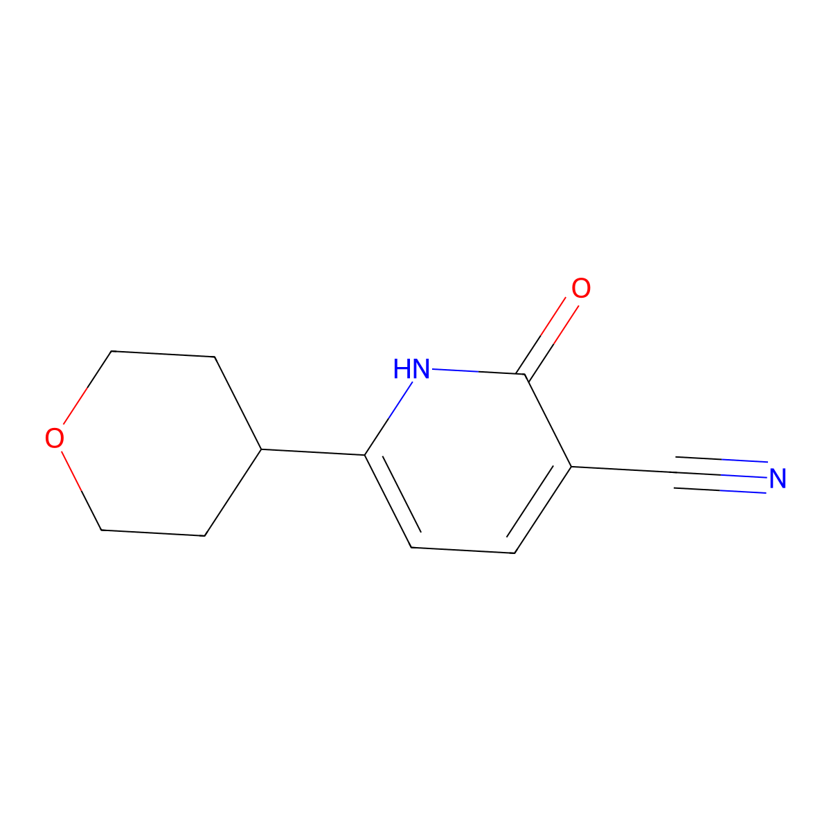 2-Hydroxy-6-(oxan-4-yl)pyridine-3-carbonitrile molecular structure, CAS 1894833-44-3