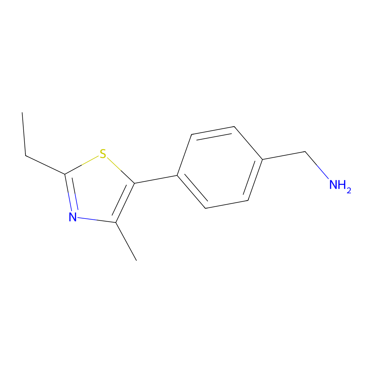 [4-(2-Ethyl-4-methyl-1,3-thiazol-5-yl)phenyl]methanamine molecular structure, CAS 1894839-84-9