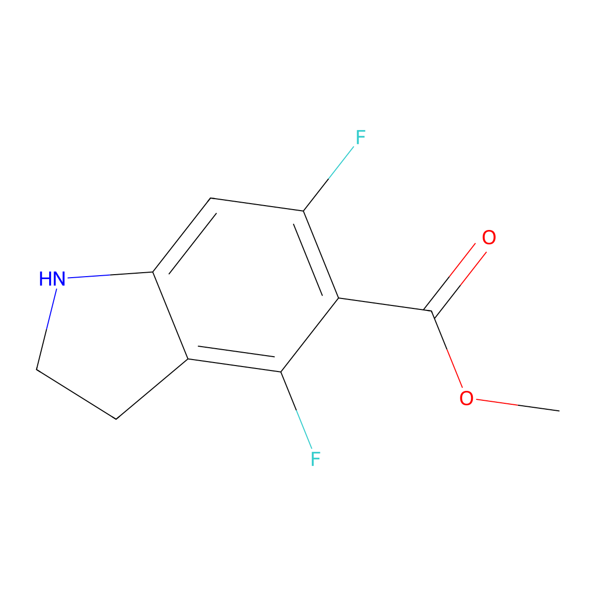 methyl 4,6-difluoro-2,3-dihydro-1H-indole-5-carboxylate molecular structure, CAS 1894864-20-0